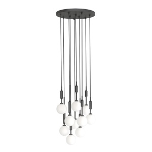 Lustra cu 10 pendule pentru tavane inalte, hol, casa scarii Ero X negru 40