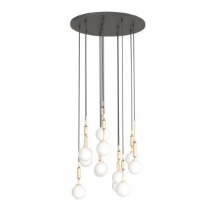 Lustra cu 12 pendule pentru tavane inalte, hol, casa scarii Ero XII aurie 60 - Img 3