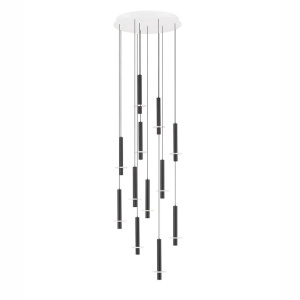 Lustra cu 12 Pendule tub subtire aluminiu negru si alabastru LED NOEMI - Img 3