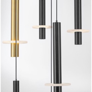 Lustra cu 16 Pendule tub subtire aluminiu auriu si negru LED NOEMI - Img 5