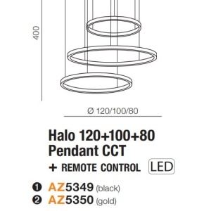 Lustra cu 3 inele LED si telecomanda HALO PENDANT GO 120+100+80 CCT 122496 universul-luminii.ro