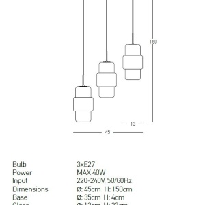 Lustra cu 3 pendule design modern Vaia crom, auriu - Img 3
