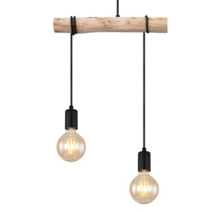 Lustra cu 3 pendule design rustic Gregor negru, natural - Img 5