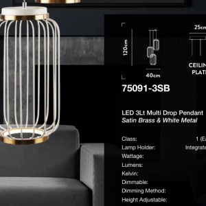 Lustra cu 3 pendule LED design ambiental Belle 148006 universul-luminii.ro