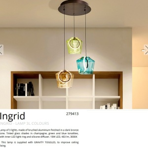 Lustra cu 3 pendule LED design decorativ Ingrid 3L color 160606 universul-luminii.ro