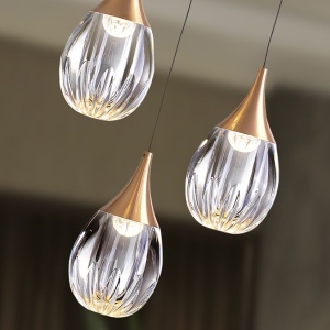 Lustra cu 3 pendule LED design modern Corina negru/ cupru 84036 universul-luminii.ro