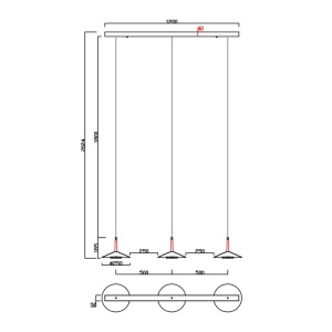 Lustra cu 3 pendule LED design tehnic ORION MA-7475 171826 universul-luminii.ro