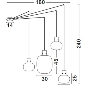 Lustra cu 4 pendule design modern CINZIA fumuriu 104346 universul-luminii.ro