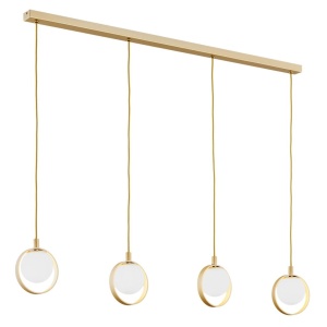 Lustra cu 4 pendule design modern Saturnia auriu