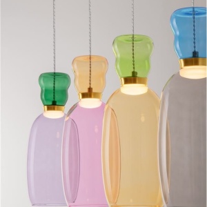Lustra cu 4 pendule LED design modern Pluma multicolor - Img 7