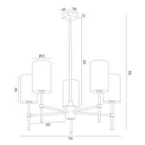 Lustra cu 5 brate eleganta ABRUZZO alb 204916 universul-luminii.ro