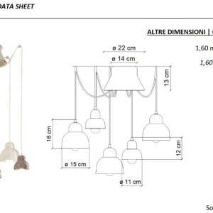 Lustra cu 5 pendule design italian realizat manual din ceramica BERIMBAU Mix 125836 universul-luminii.ro