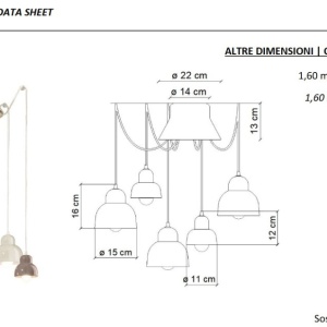 Lustra cu 5 pendule design italian realizat manual din ceramica BERIMBAU Mix 125846 universul-luminii.ro