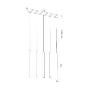 Lustra cu 5 pendule design minimalist Etna plus alb 115666 universul-luminii.ro