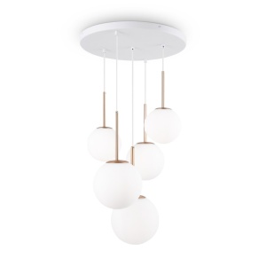 Lustra cu 5 pendule design modern Basic form auriu/ alb 212156 universul-luminii.ro