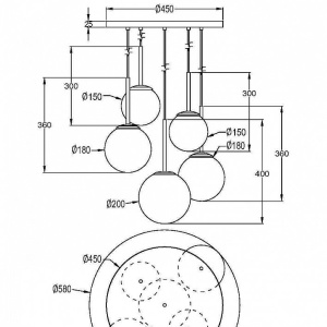 Lustra cu 5 pendule design modern Basic form auriu - Img 4