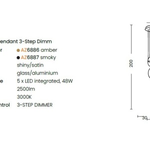 Lustra cu 5 pendule LED ANDORA 3-STEP DIMM amber - Img 2