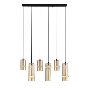 Lustra cu 6 pendule LED, CHAMPAGNE GLASS-BLACK, ZB-2536