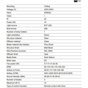 Lustra cu Ventilator aplicat tavan cu telecomanda KLIM M 125cm, negru/ nuc - Img 6