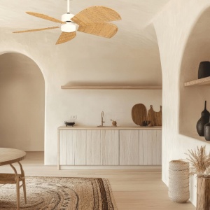 Lustra cu Ventilator si telecomanda cu palete din bambus 132cm