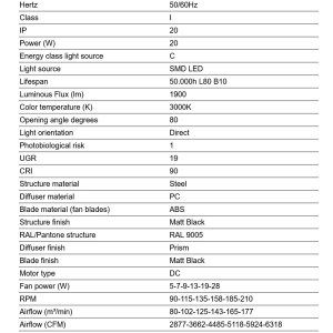 Lustra cu Ventilator si telecomanda PUNT TAK M negru 3000K - Img 3