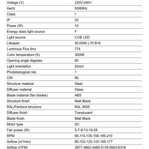 Lustra cu Ventilator tavan si telecomanda PUNT TUB M TEK negru 3000K - Img 3