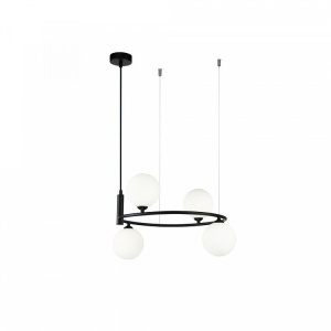 Lustra design modern cu 4 surse de lumina Ring neagra MYMOD013PL-04B