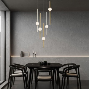 Lustra dimabila cu 5 pendule LED design modern ACROBAT 121436 universul-luminii.ro