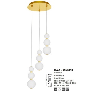 Lustra dimabila moderna cu 3 pendule LED FLEA 121376 universul-luminii.ro