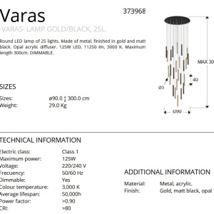 Lustra dimabila XL cu 25 pendule LED design modern Varas auriu/negru 88736 universul-luminii.ro