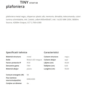 Lustra LED aplicata cu telecomanda design modern geometric TINY 58W 198776 universul-luminii.ro
