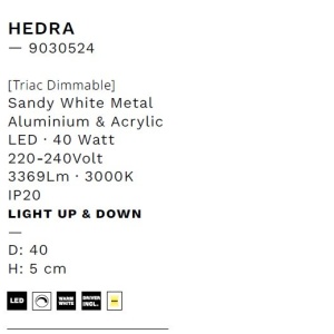 Lustra LED aplicata design modern minimalist HEDRA D-40cm alb - Img 5