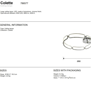 Lustra LED aplicata design ultra-modern 80cm Colette. crom - Img 5