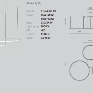 Lustra LED circulara cu 3 inele 100/80/60cm ERIKA 146676 universul-luminii.ro