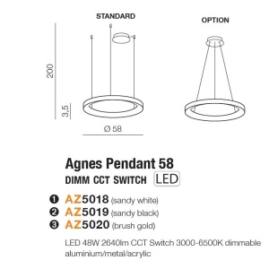 Lustra LED cu telecomanda design circular AGNES 58 DIMM CCT SWITCH GO - Img 3