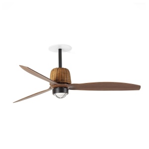 Lustra LED cu Ventilator incastrat tavan cu telecomanda WEAVER M Black/walnut