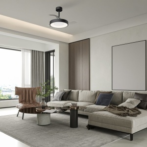Lustra LED cu ventilator palete retractabile NISEKO S negru