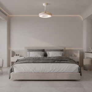 Lustra LED cu ventilator si telecomanda COIN S bej - Img 4
