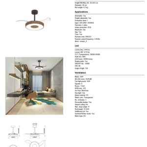 Lustra LED cu ventilator si telecomanda COIN S nuc/negru - Img 7