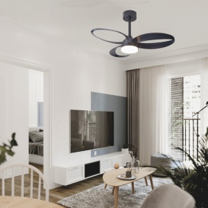 Lustra LED cu ventilator si telecomanda INFINITY negru