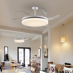 Lustra LED cu Ventilator si telecomanda, lame retractabile Vento alb/ bronz 150006 universul-luminii.ro