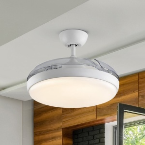 Lustra LED cu Ventilator si telecomanda, lame retractabile Venturi alb 230476 universul-luminii.ro