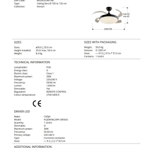 Lustra LED cu Ventilator si telecomanda, lame retractabile Venturi negru 181056 universul-luminii.ro