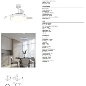 Lustra LED cu ventilator si telecomanda LUNA S alba - Img 9