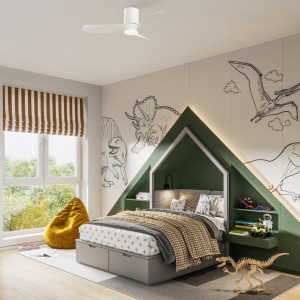 Lustra LED cu ventilator si telecomanda NEMO alb