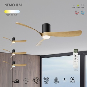 Lustra LED cu ventilator si telecomanda NEMO II M negru/lemn - Img 4