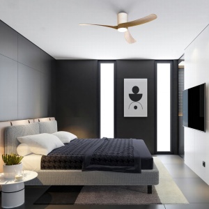 Lustra LED cu ventilator si telecomanda NEMO L ceramica/lemn