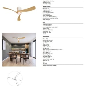 Lustra LED cu ventilator si telecomanda NEMO M ceramica/lemn - Img 6