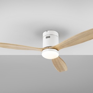Lustra LED cu Ventilator si telecomanda Siroco D-132cm alb/lemn - Img 5
