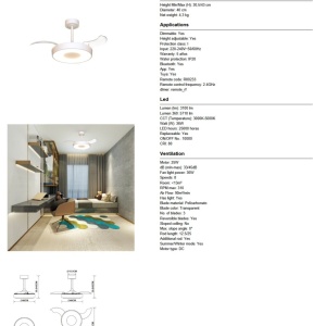 Lustra LED cu Ventilator tavan smart sistem TUYA si telecomanda COIN alb - Img 7